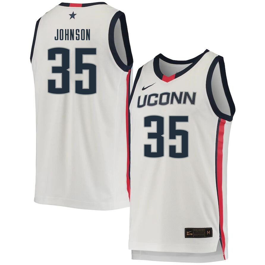 Men #35 Samson Johnson Uconn Huskies College Basketball Jerseys Sale-White